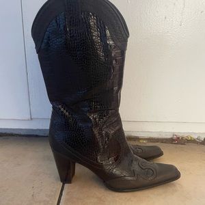 Brown heeled cowboy boots